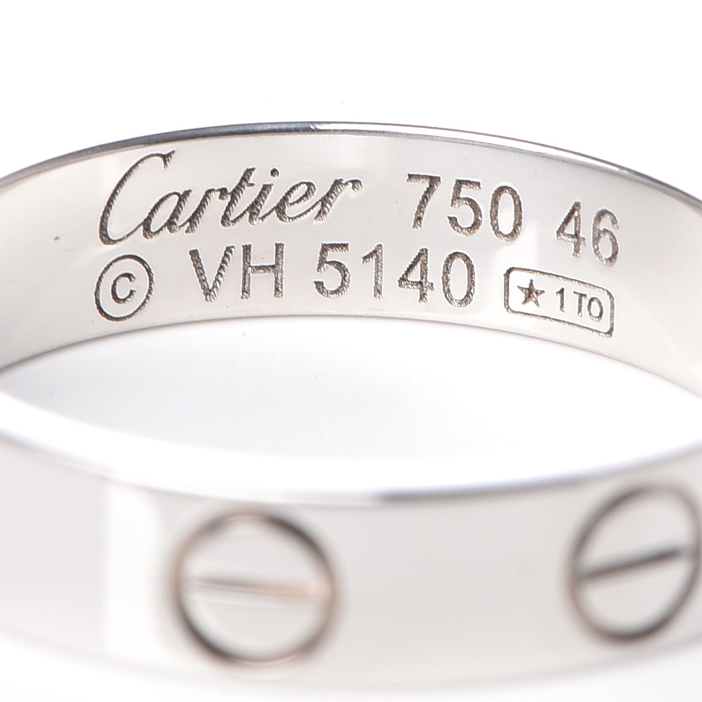 18K White Gold 3.5mm LOVE Wedding Band Ring 46 3.75