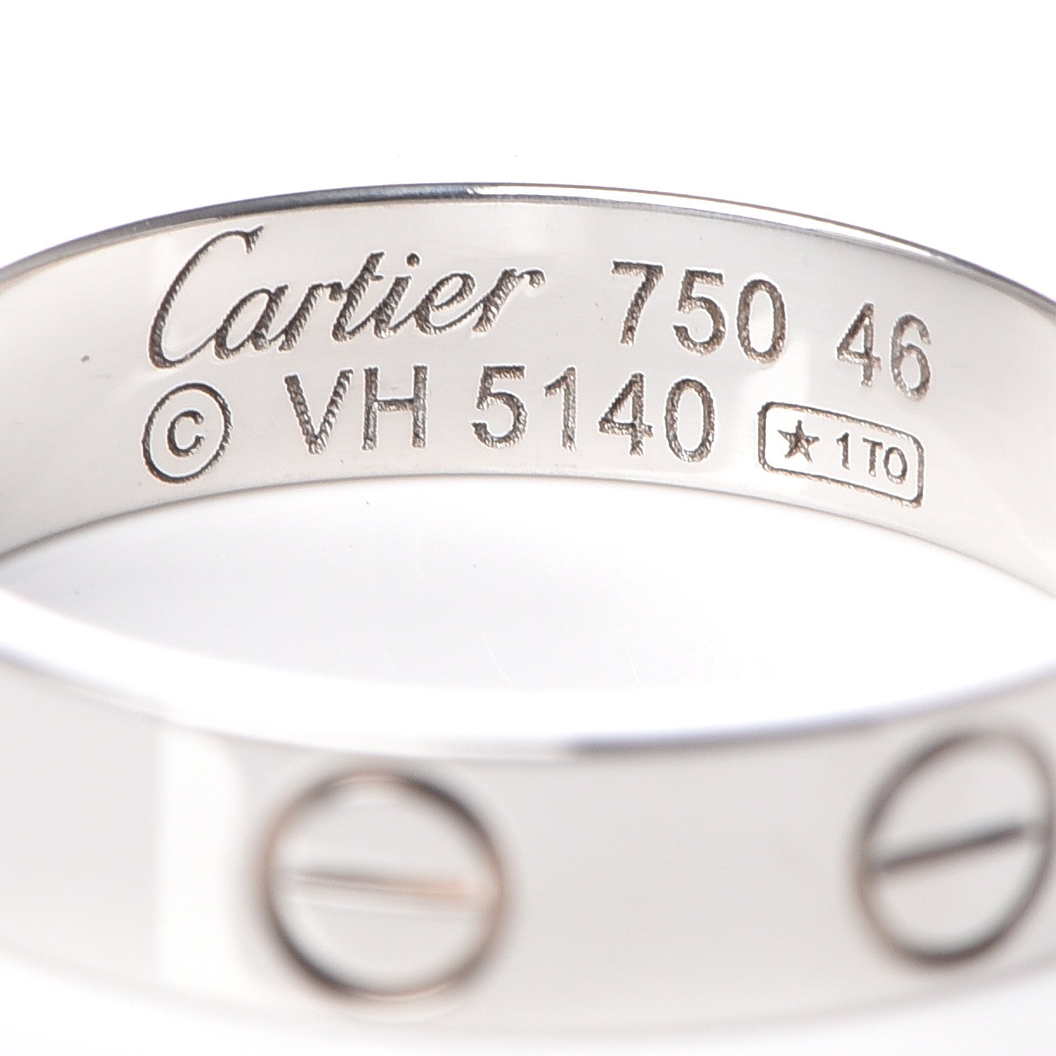 Cartier 18K White Gold 3.5mm LOVE Wedding Band Ring 46 3.75 4 of 4