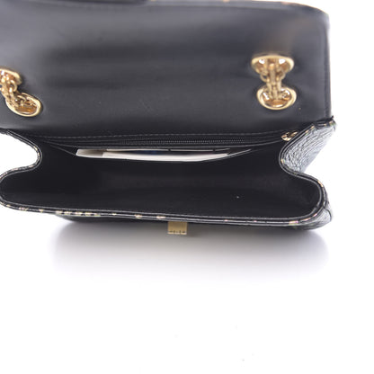 Chanel Calfskin Crocodile Embossed Graffiti 2.55 Mini Cocodile Reissue Flap Black Pink 5 of 10