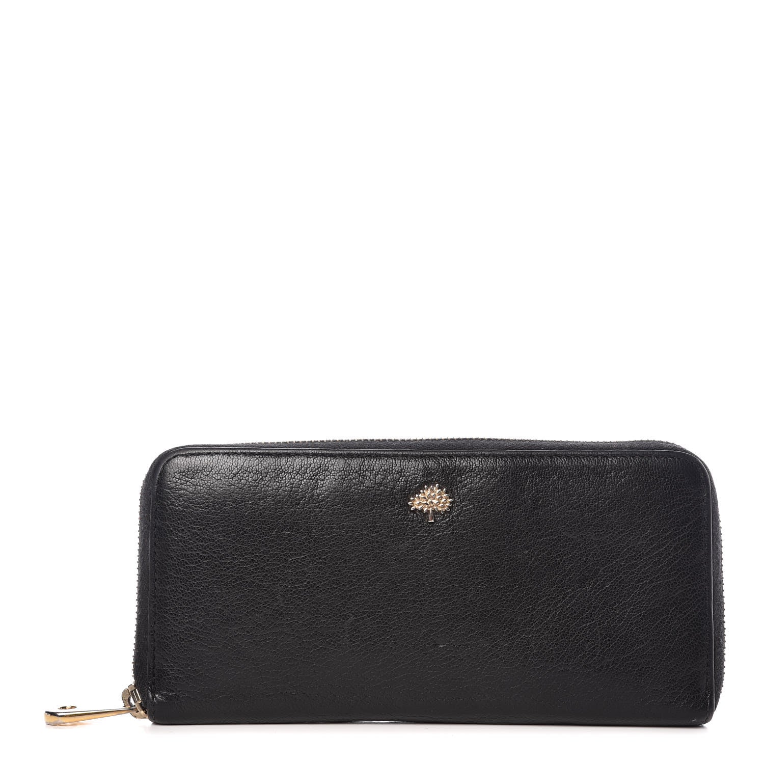 Mulberry Natural Leather Tree Zip Around Long Wallet Black 1 of 8