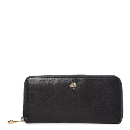 Mulberry Natural Leather Tree Zip Around Long Wallet Black 1 of 8