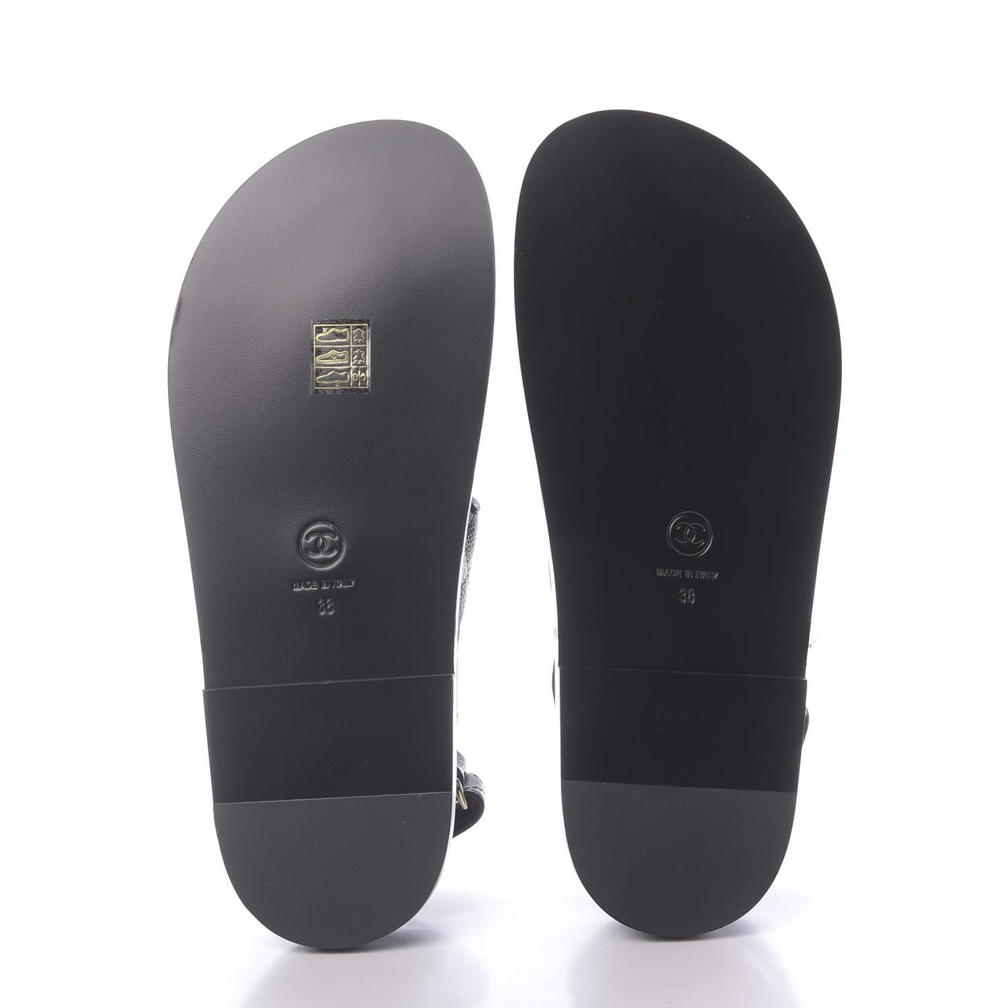 Grained Calfskin Velcro Dad Sandals 38 Black
