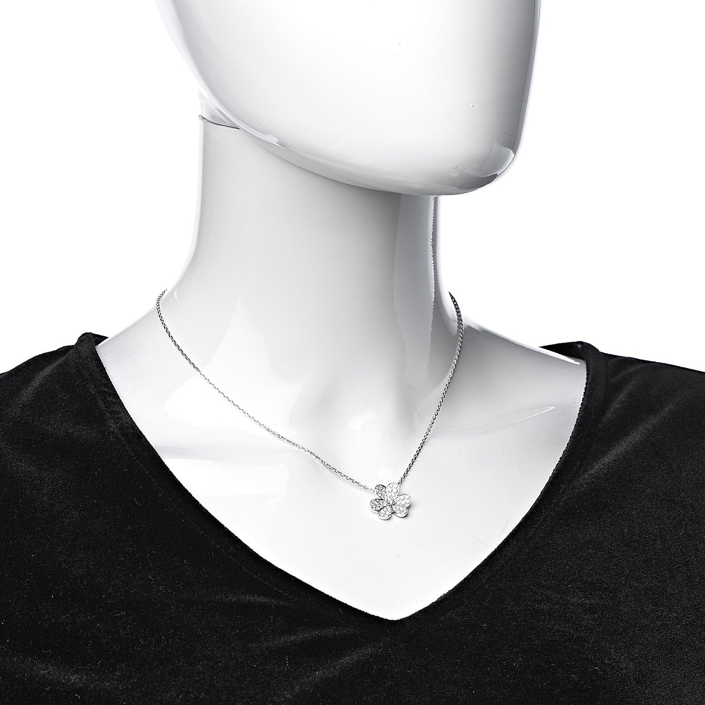 18K White Gold Diamond Small Frivole Pendant Necklace
