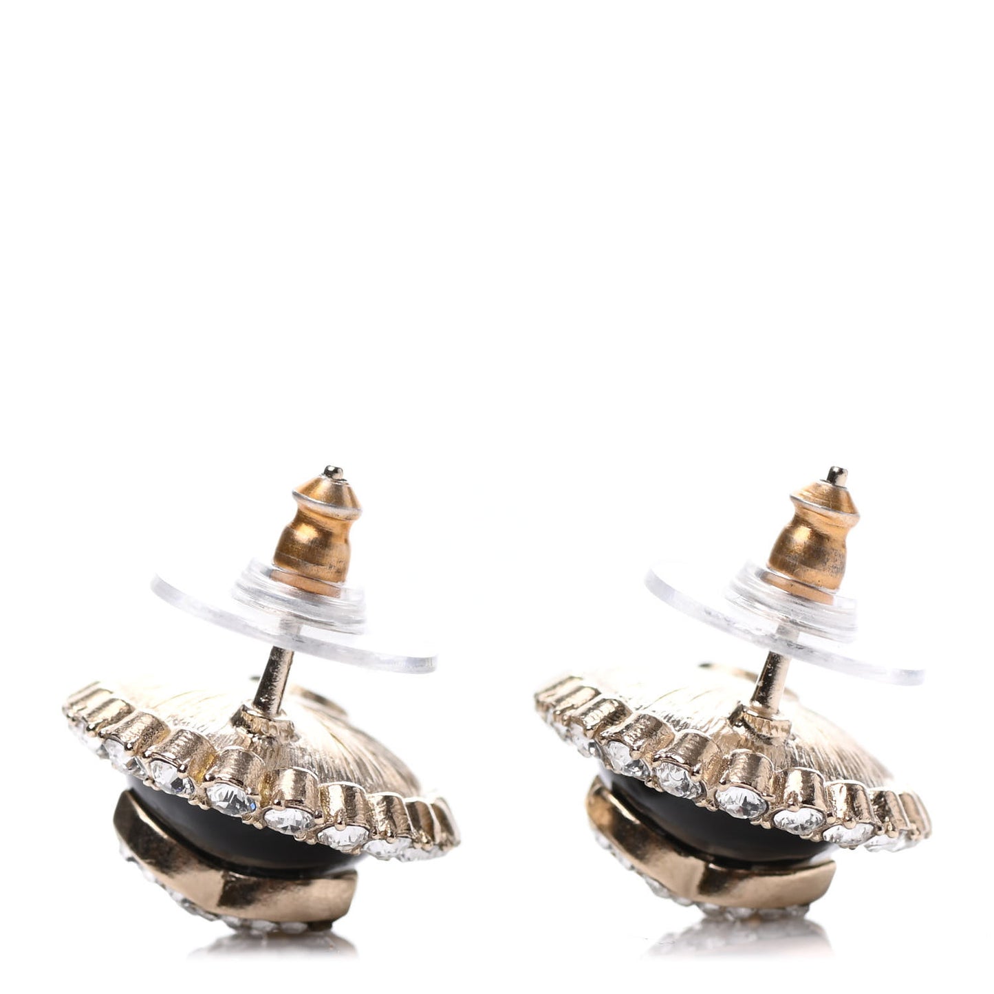 Crystal Resin CC Earrings Gold