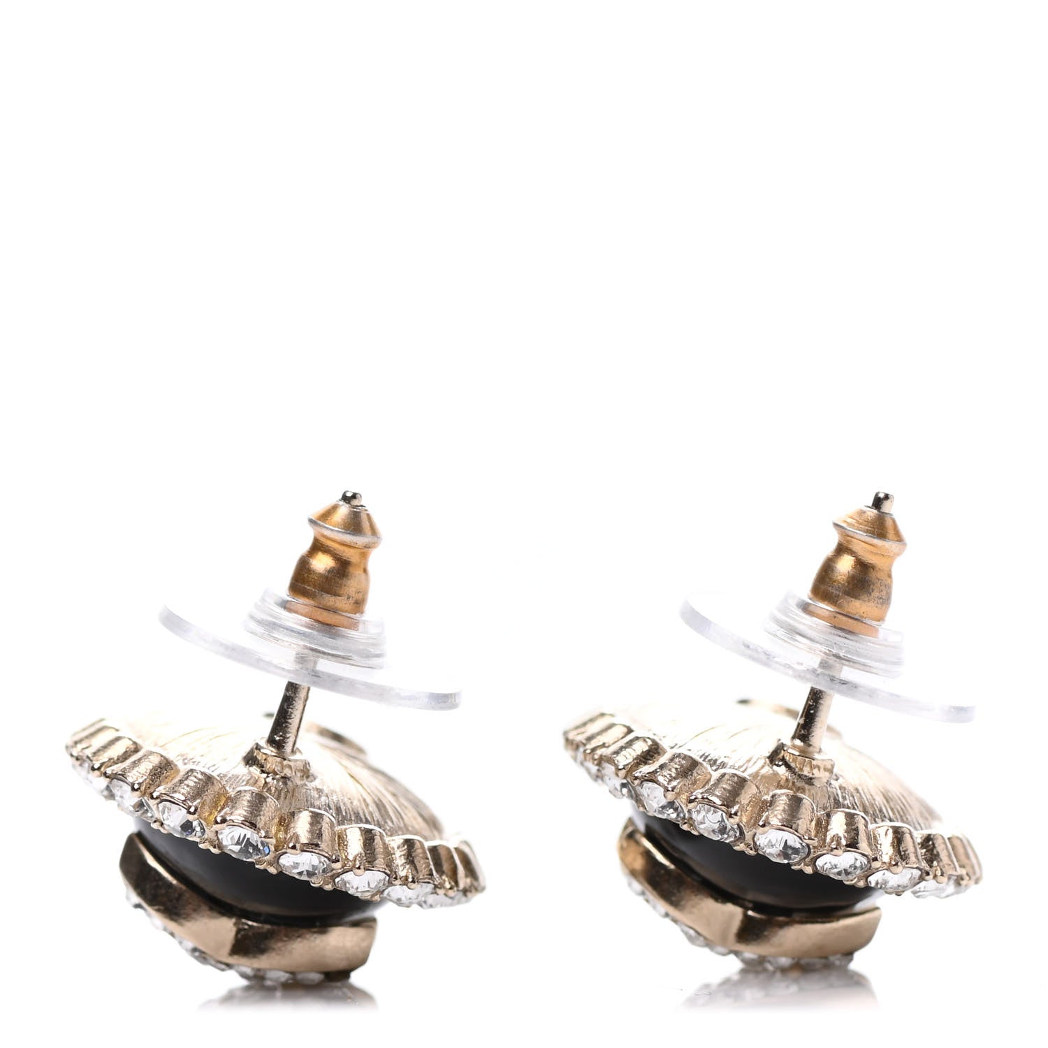 Chanel Crystal Resin CC Earrings Gold 3 of 4
