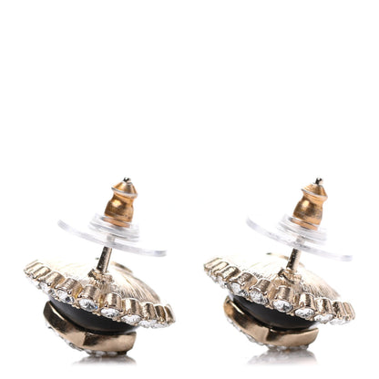 Chanel Crystal Resin CC Earrings Gold 3 of 4
