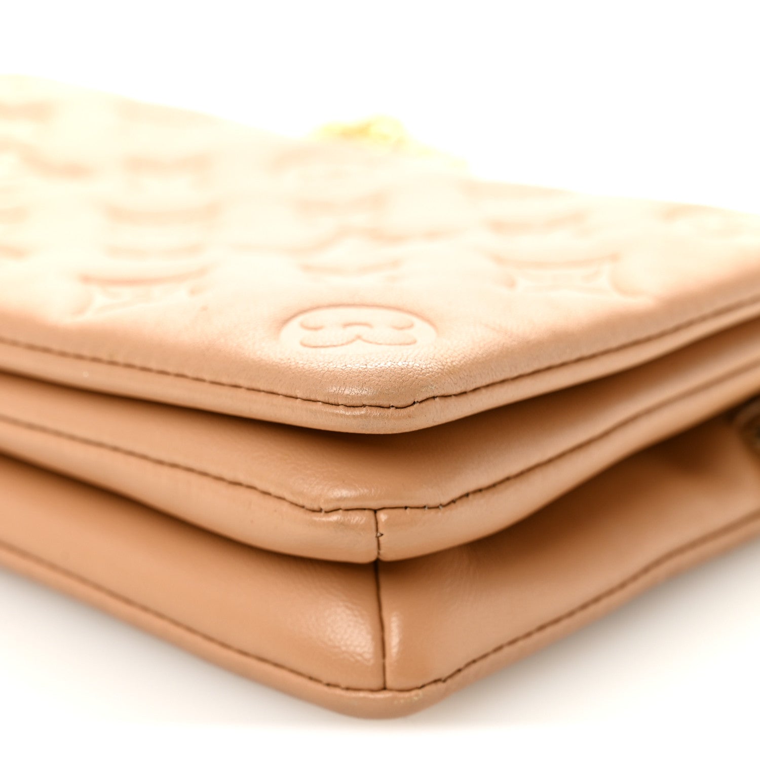 Louis Vuitton Lambskin Embossed Monogram Pochette Coussin Camel 9 of 10