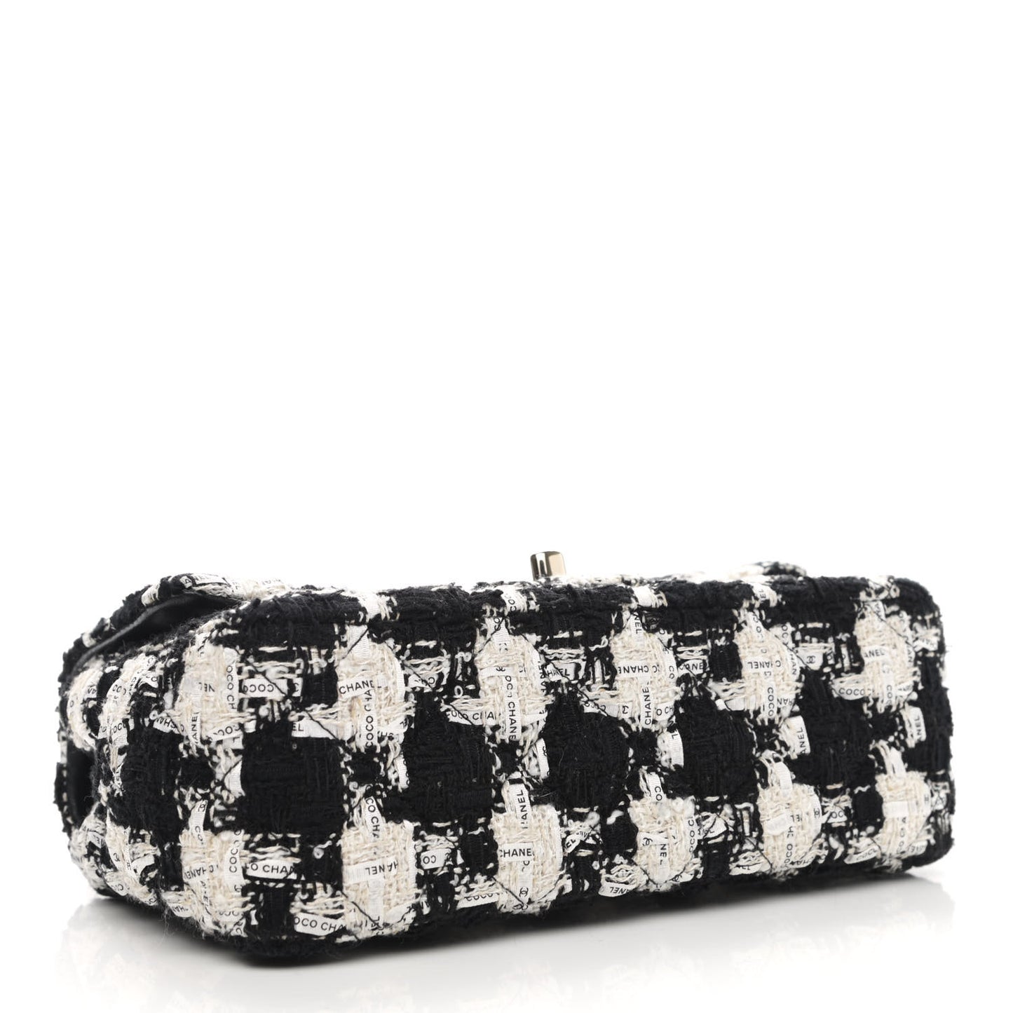 Tweed Quilted Mini Rectangular Flap Black Ecru White