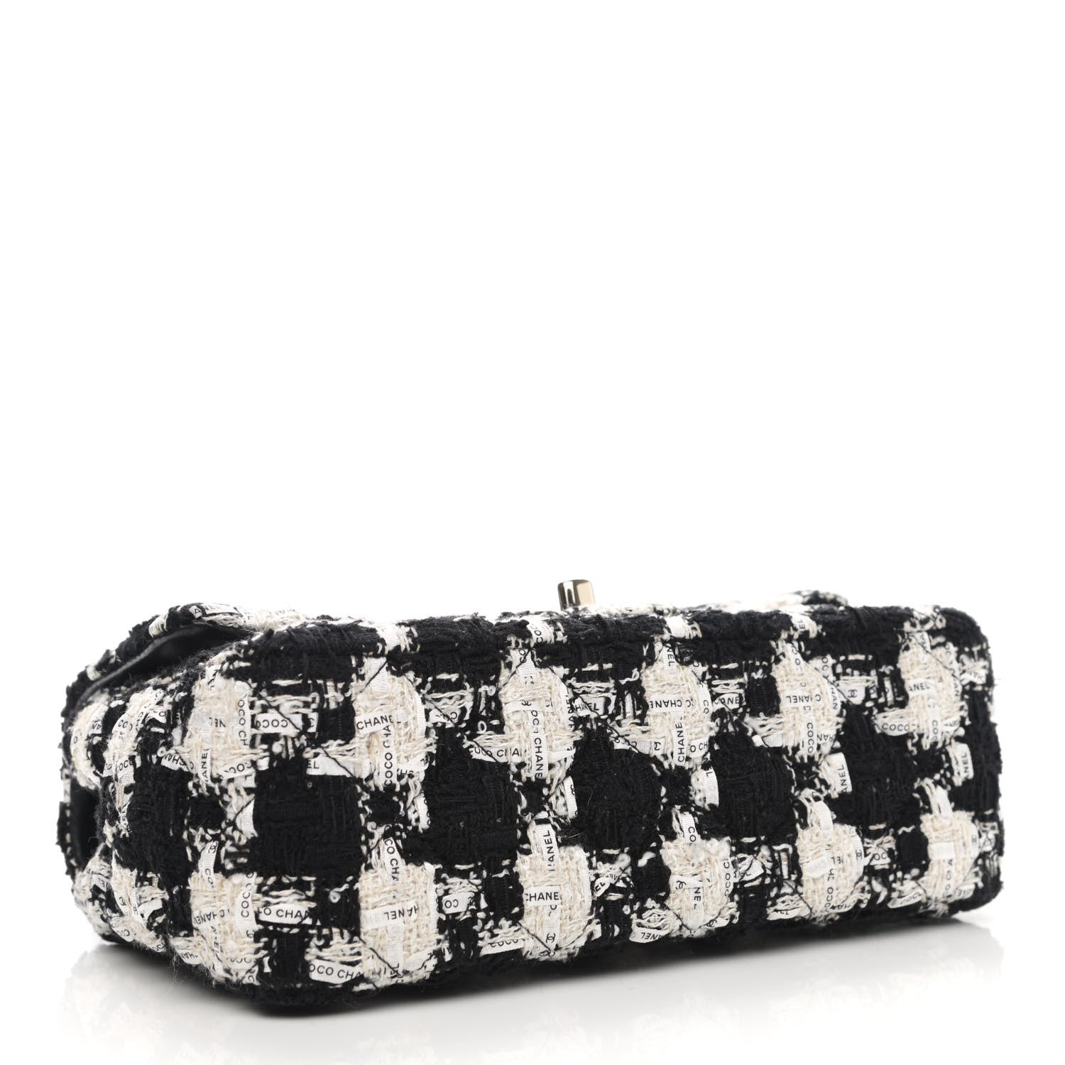 Chanel Tweed Quilted Mini Rectangular Flap Black Ecru White 4 of 12
