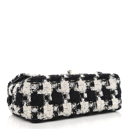 Chanel Tweed Quilted Mini Rectangular Flap Black Ecru White 4 of 12