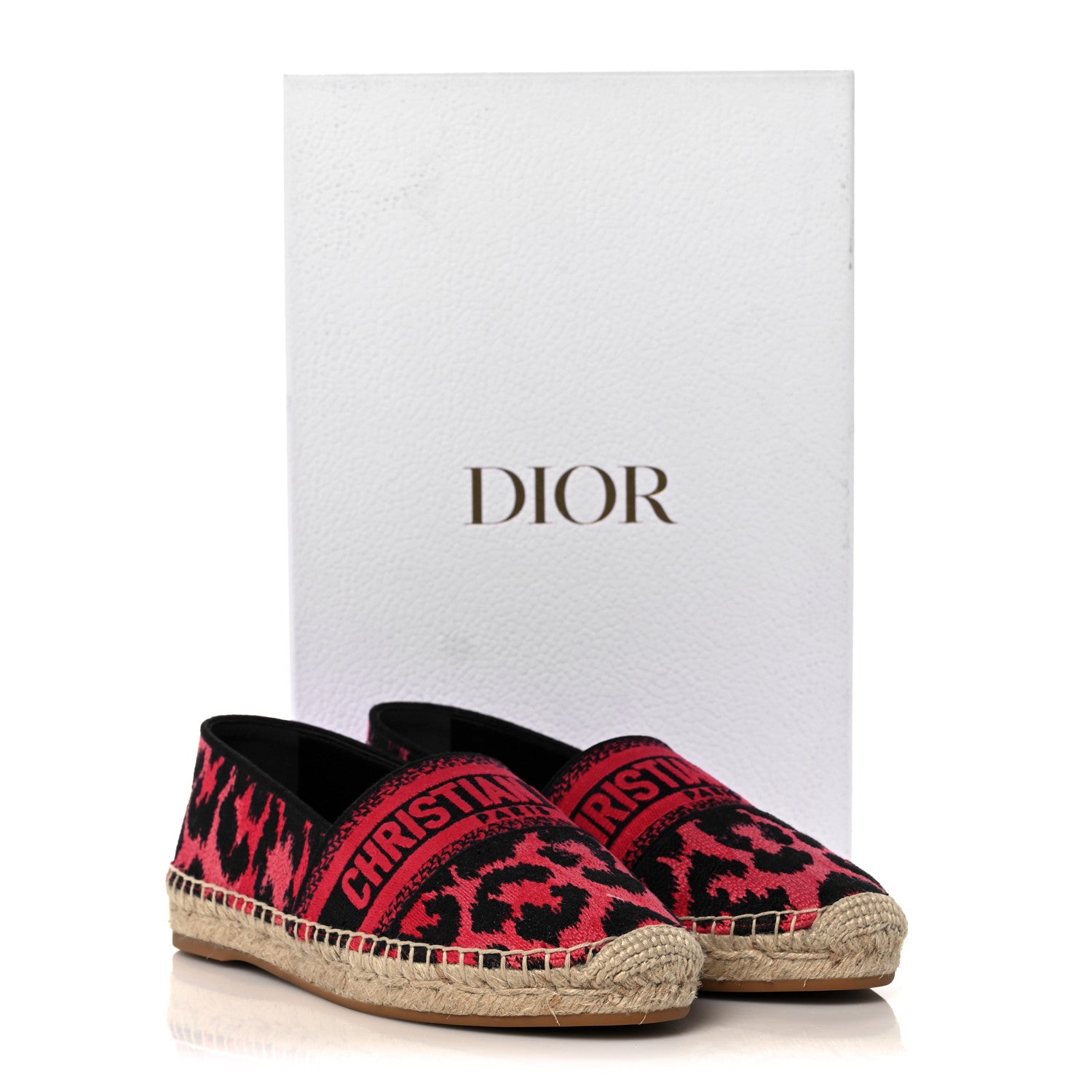 Christian Dior Cotton Embroidered Leopard Print Granville Espadrille 36 Framboise 9 of 9