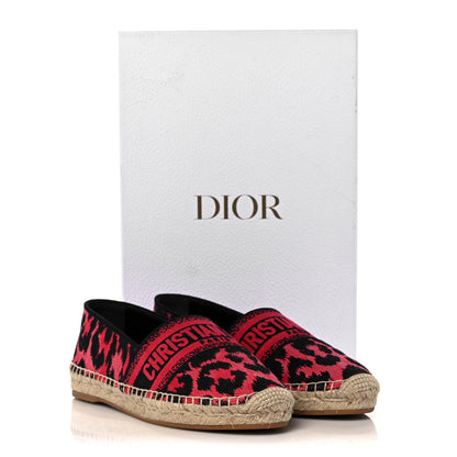 Christian Dior Cotton Embroidered Leopard Print Granville Espadrille 36 Framboise 9 of 9