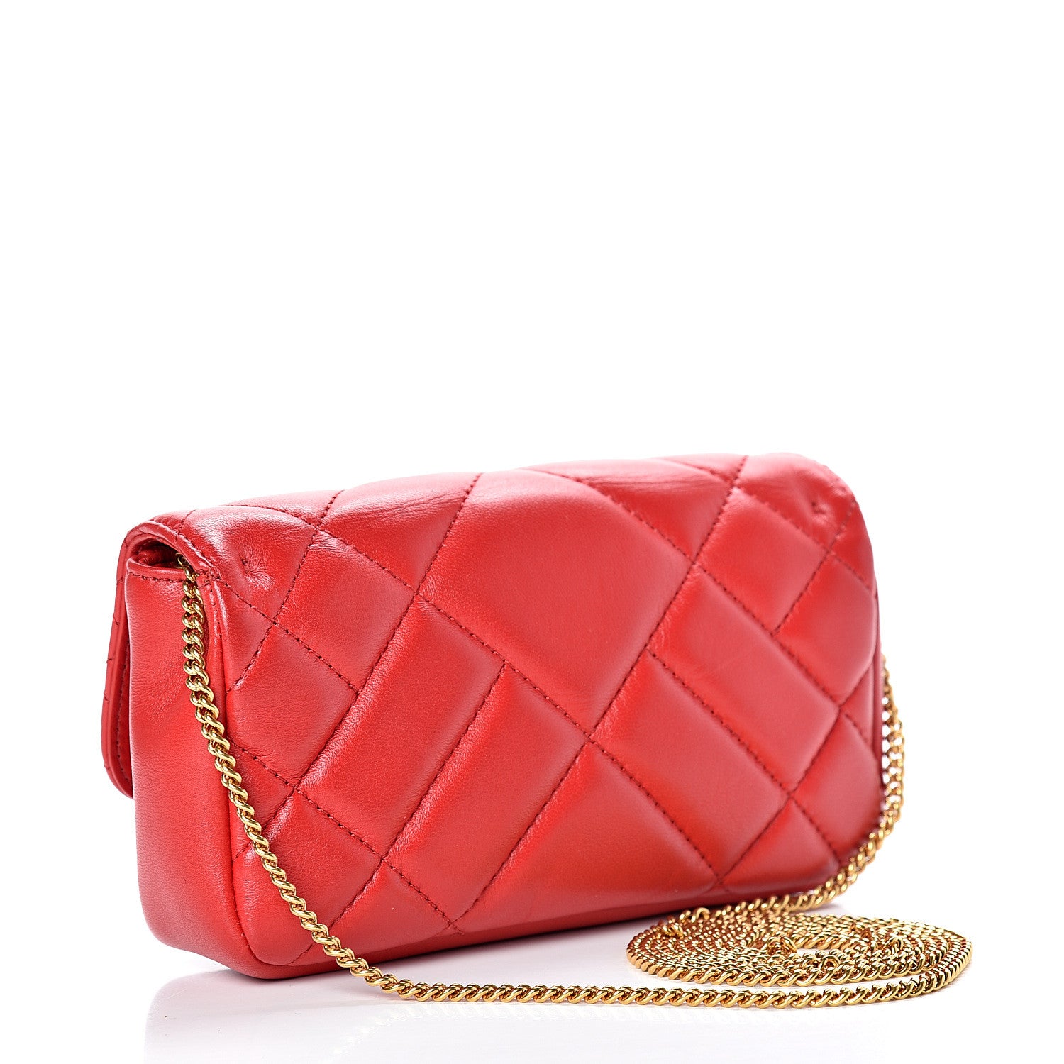 Versace Nappa Quilted Trapuntata Tribute Wallet Chain Crossbody Rosso 2 of 9