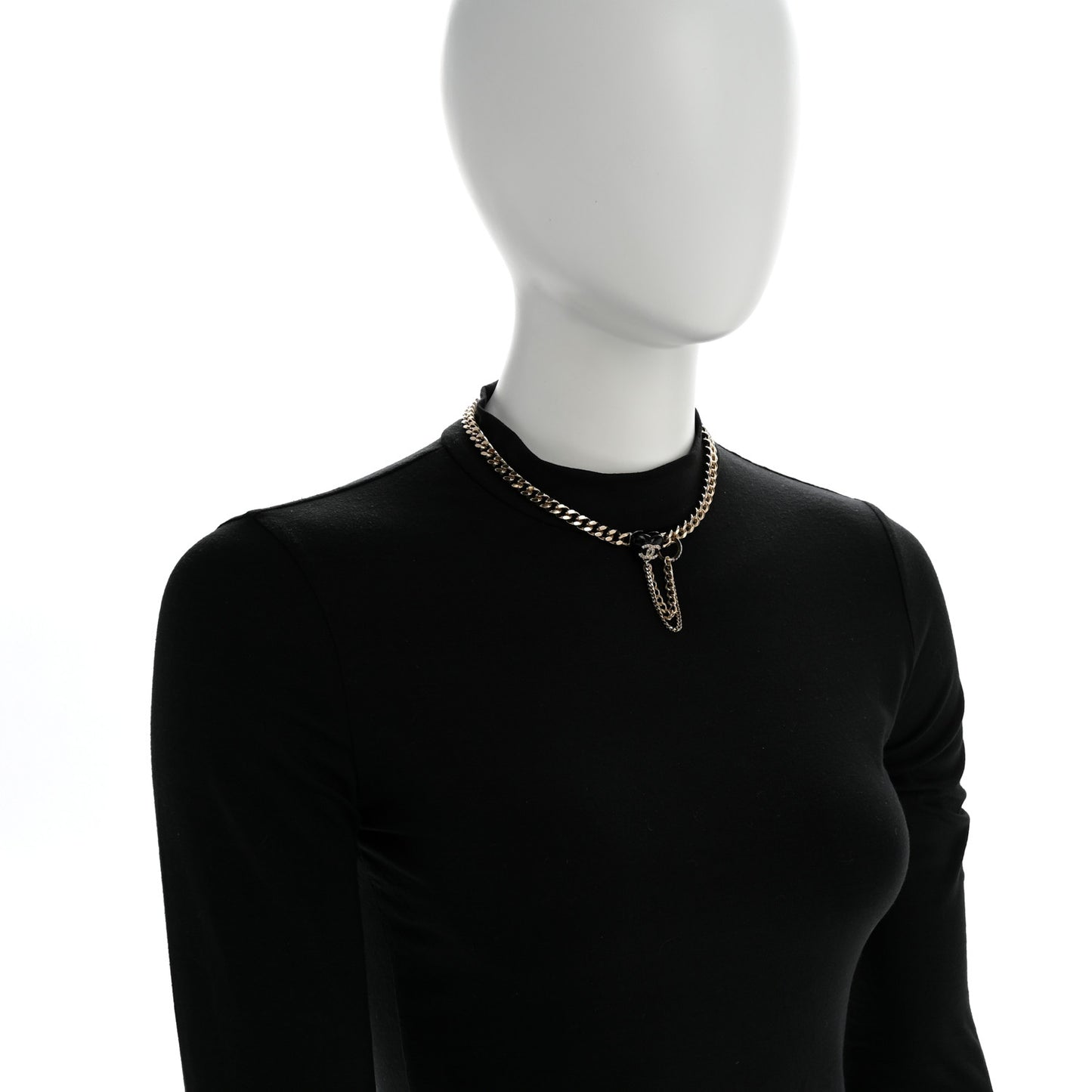 Metal Resin Crystal CC Heart Chain Choker Necklace Gold Black