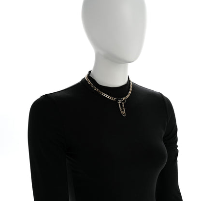 Chanel Metal Resin Crystal CC Heart Chain Choker Necklace Gold Black 2 of 6