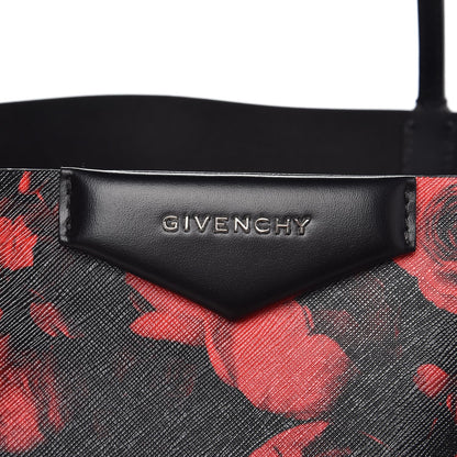 Givenchy Textured Coated Canvas Floral Print Large Antigona Tote Black Red 8 of 10