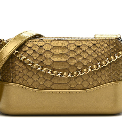 Chanel Metallic Snakeskin Small Gabrielle Clutch With Chain Gold 11 of 15