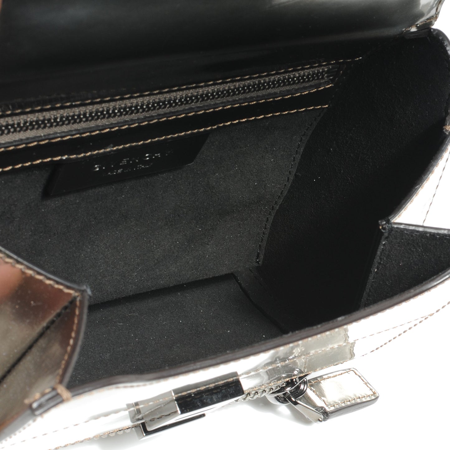Metallic Calfskin Mini Pandora Box Crossbody Bag Gunmetal