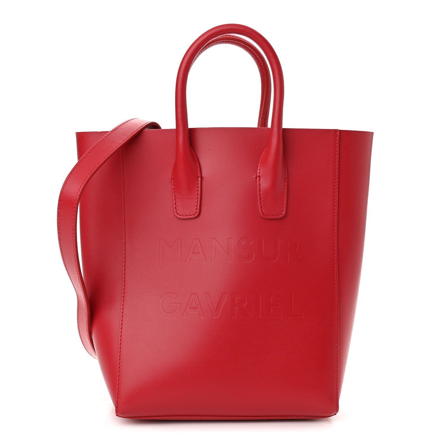 Mansur Gavriel Calfskin Logo Mini North South Tote Flamma 1 of 9