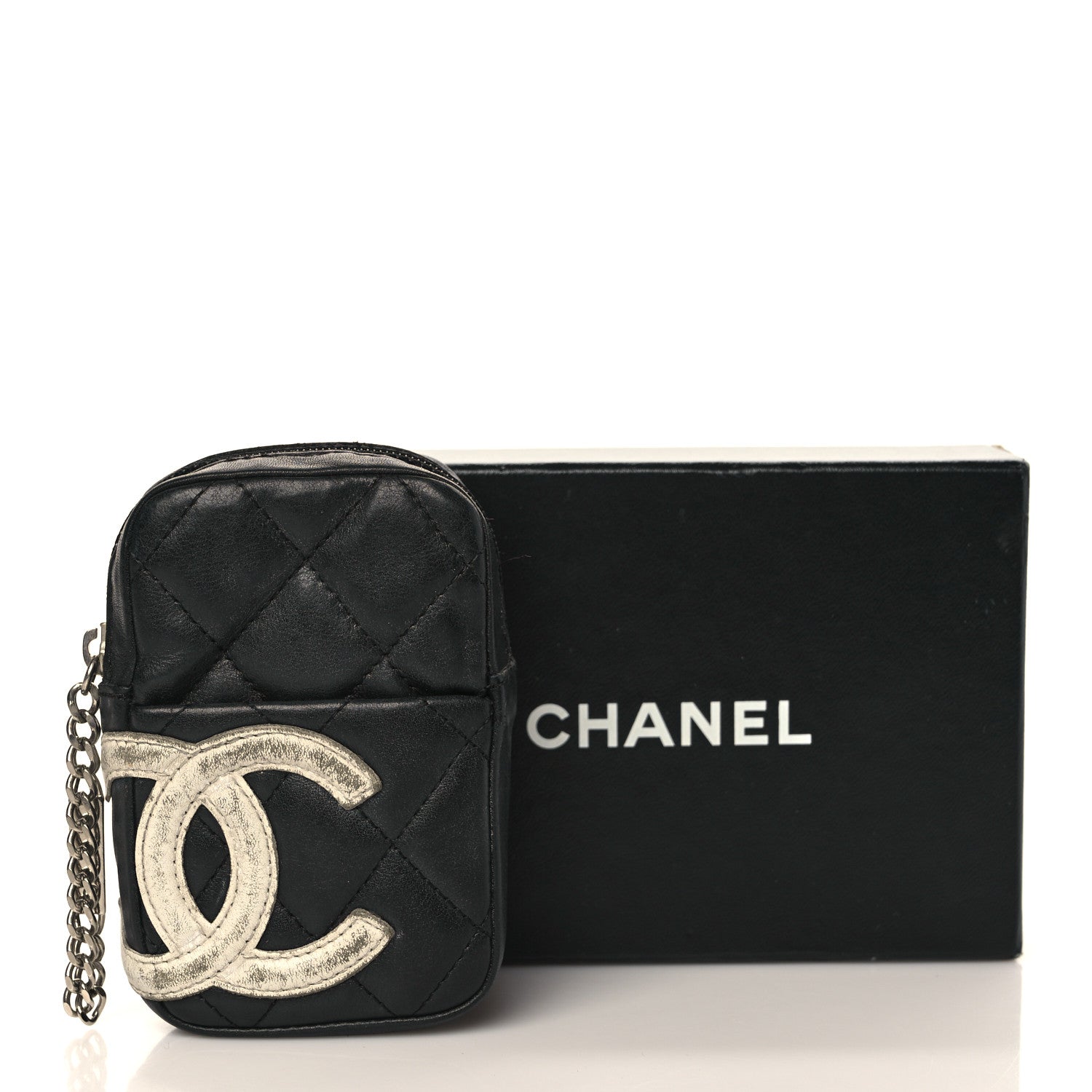 Chanel Calfskin Quilted Cambon Zip Around Cosmetic Pouch Black 11 of 11