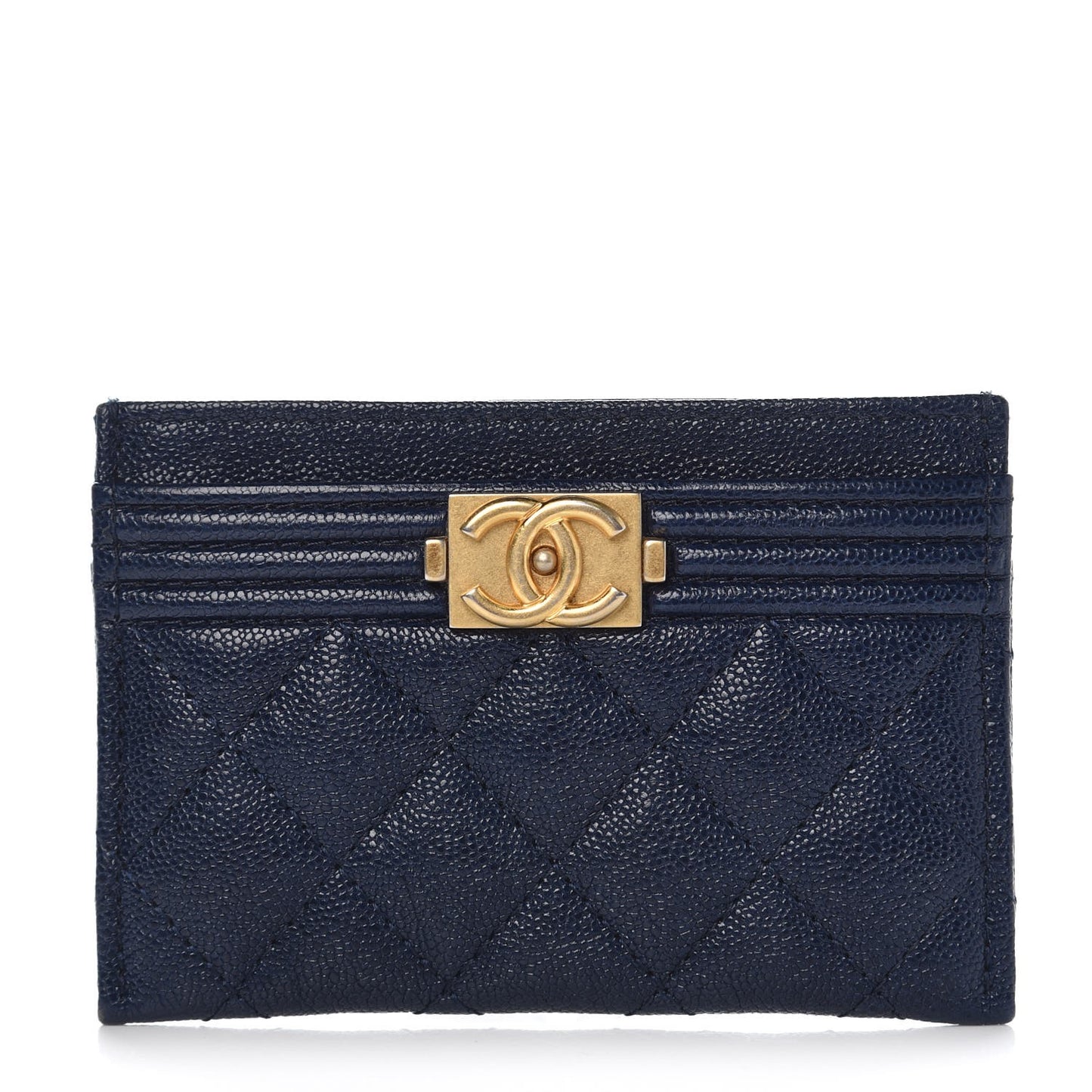 Caviar Quilted Boy Card Holder Blue