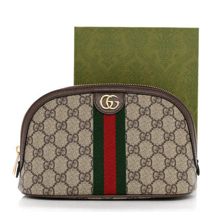 Gucci GG Supreme Monogram Textured Calfskin Web Large Ophidia Cosmetic Case Beige Ebony New Acero 8 of 8