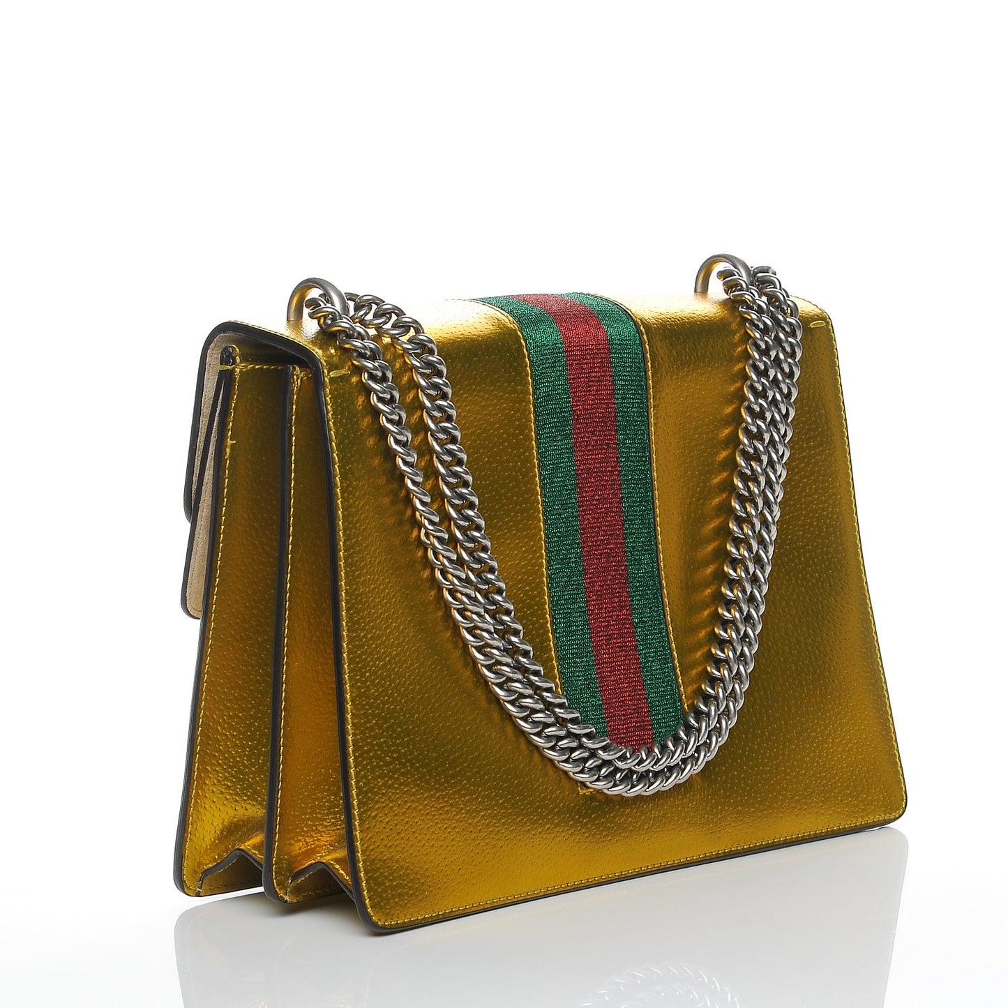Metallic Calfskin Medium Dionysus Shoulder Bag Yellow
