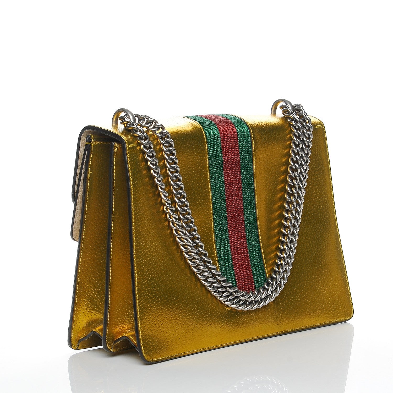 Gucci Metallic Calfskin Medium Dionysus Shoulder Bag Yellow 3 of 8