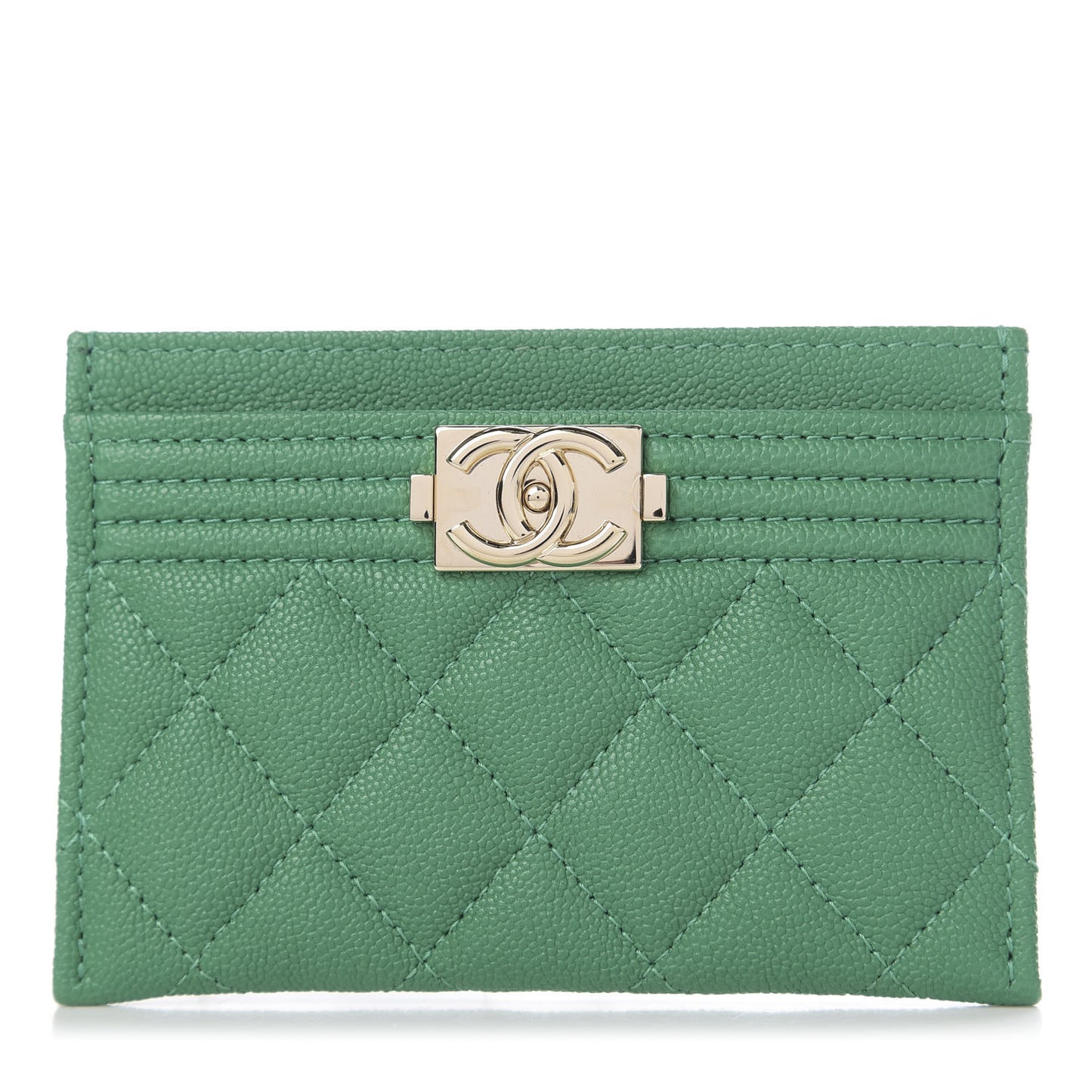 Caviar Quilted Boy Card Holder Green