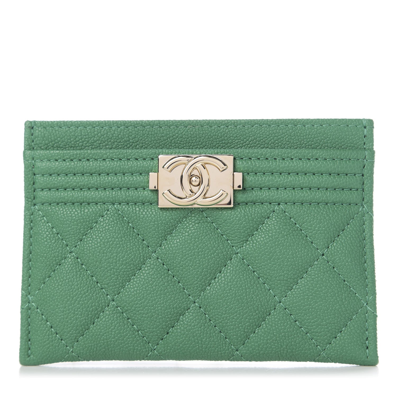 Chanel Caviar Quilted Boy Card Holder Green 1 of 9
