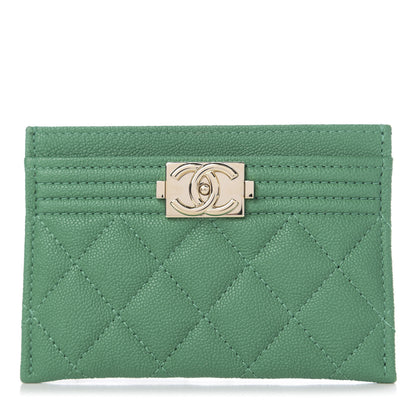 Chanel Caviar Quilted Boy Card Holder Green 1 of 9
