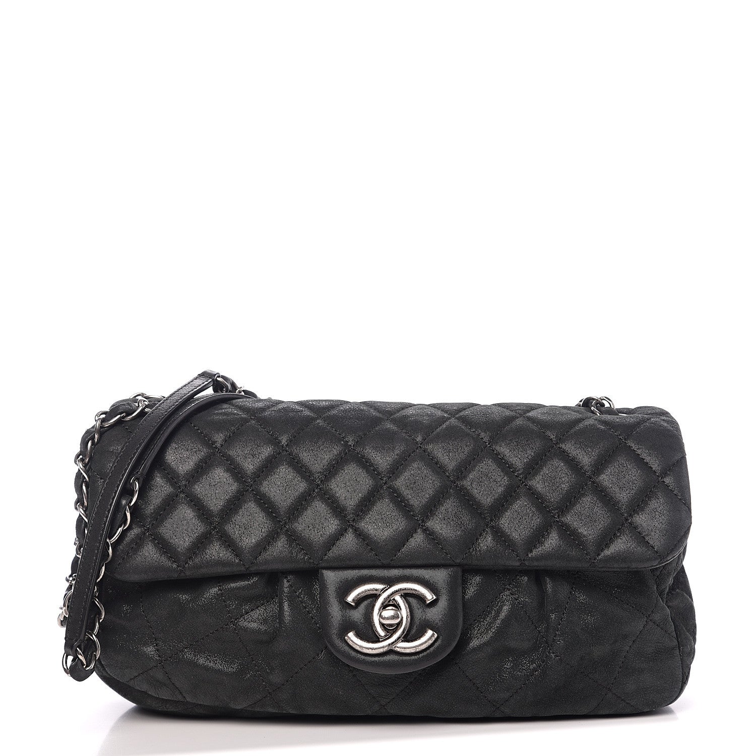 Chanel Iridescent Calfskin Quilted East West Flap Black 1 of 10