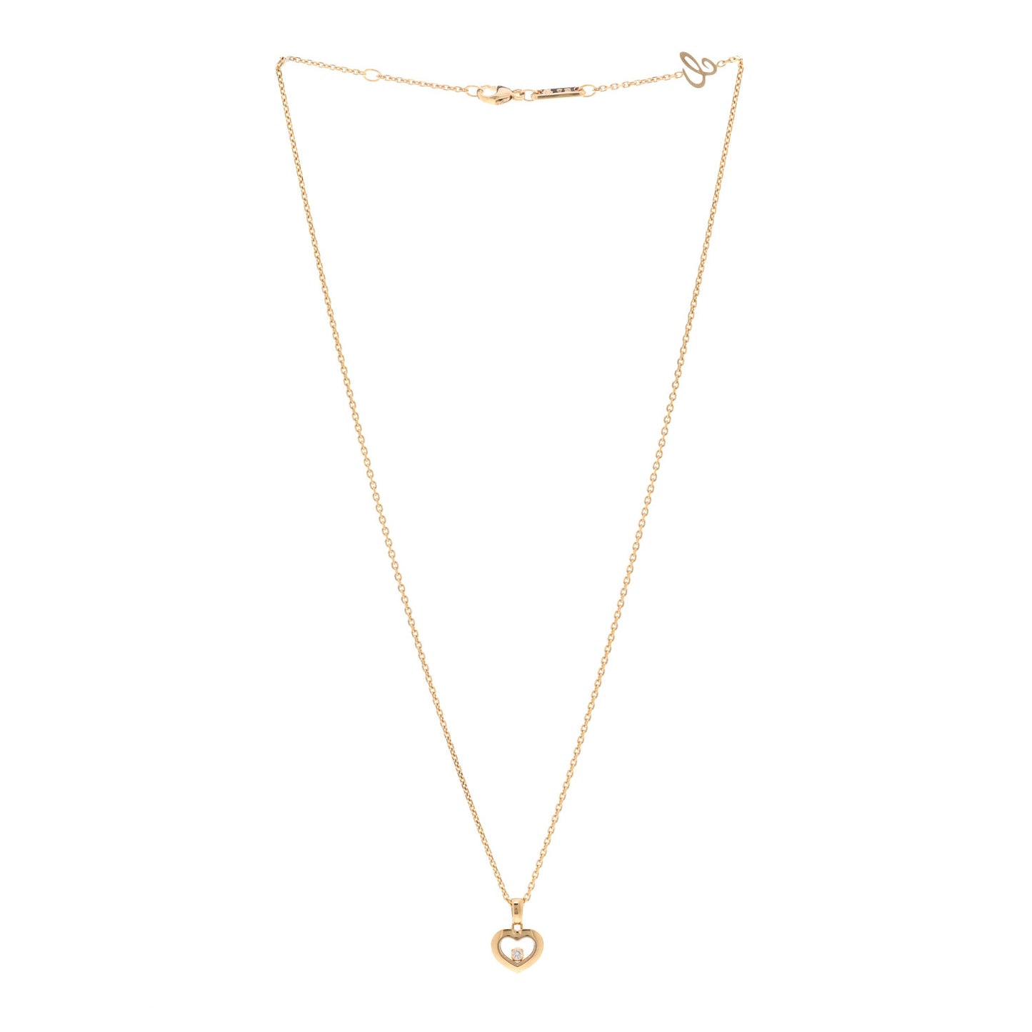 18K Yellow Gold Diamond Happy Diamonds Icons Floating Heart Pendant Necklace