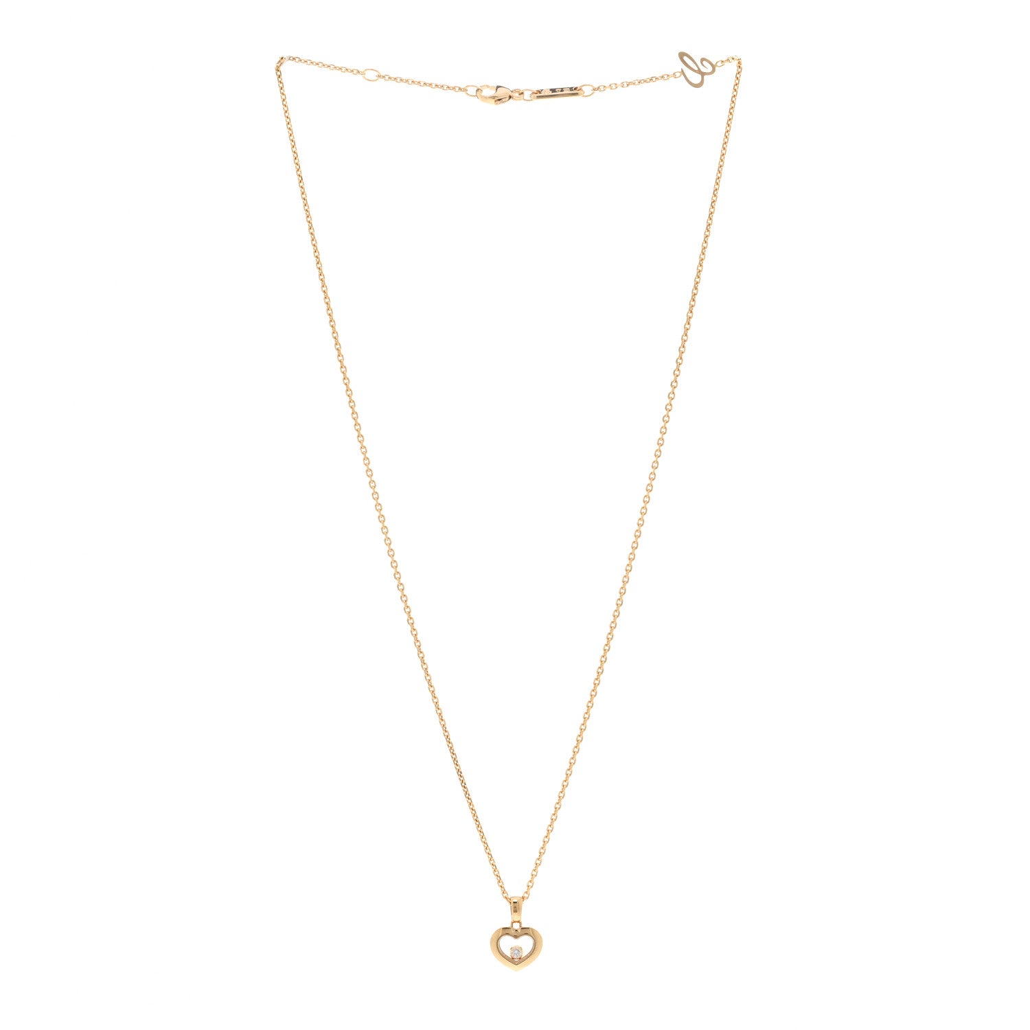 Chopard 18K Yellow Gold Diamond Happy Diamonds Icons Floating Heart Pendant Necklace 3 of 4