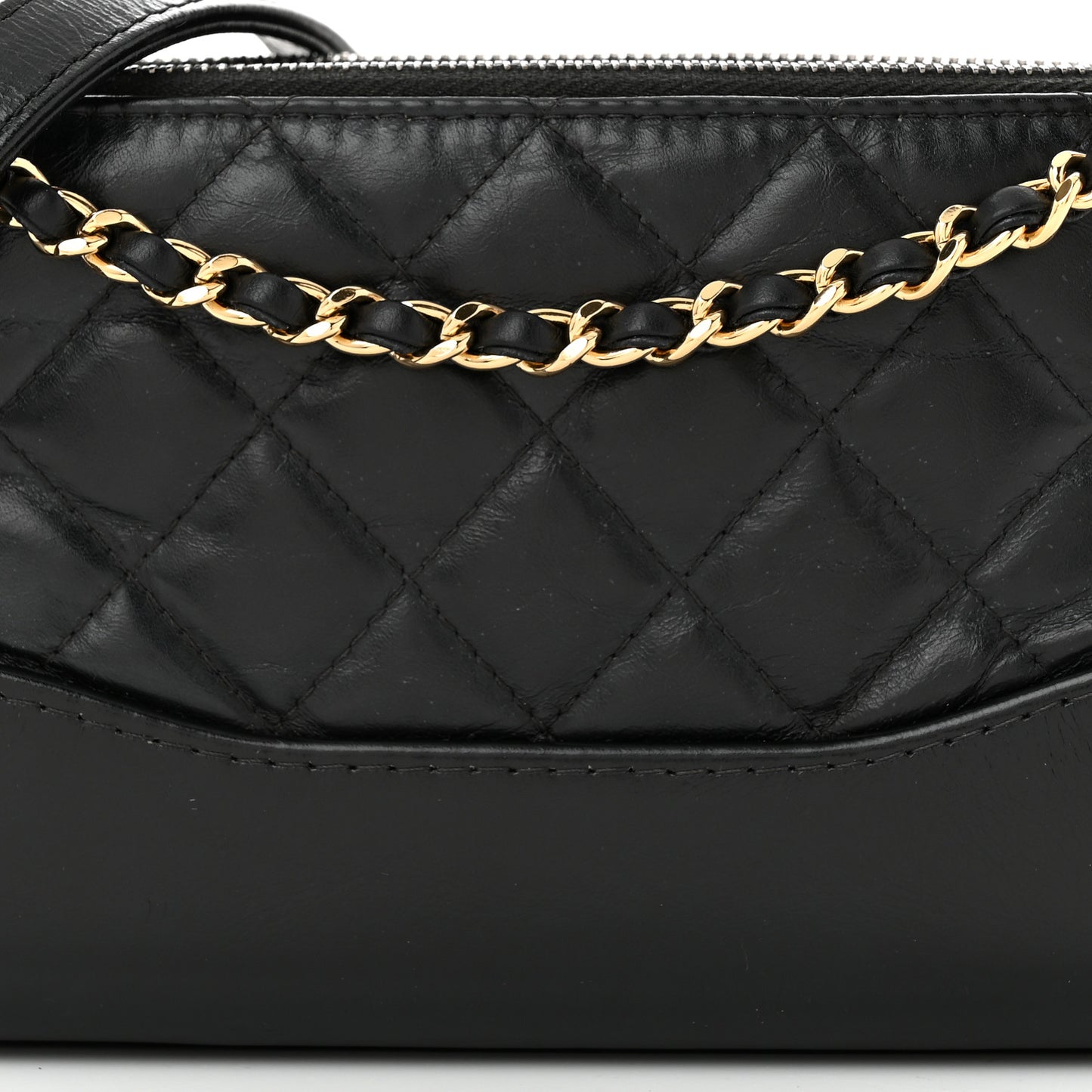 Aged Calfskin Quilted Small Gabrielle Clutch With Chain Black