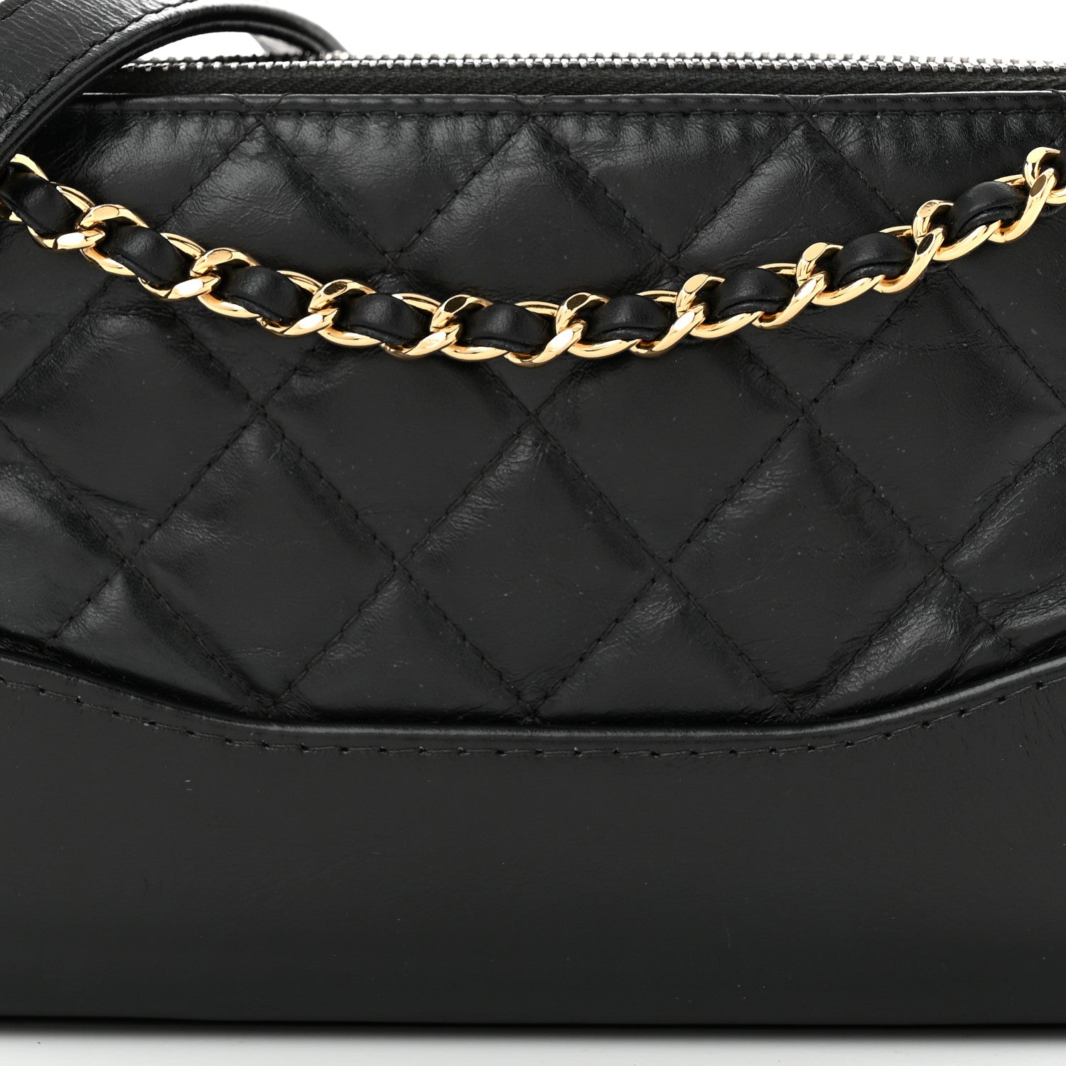 Chanel Aged Calfskin Quilted Small Gabrielle Clutch With Chain Black 9 of 11