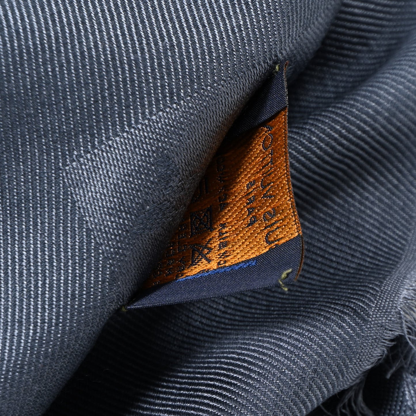 Silk Wool Monogram Denim Shawl Blue