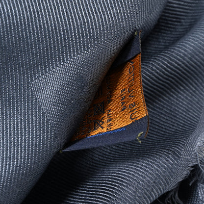 Louis Vuitton Silk Wool Monogram Denim Shawl Blue 6 of 6