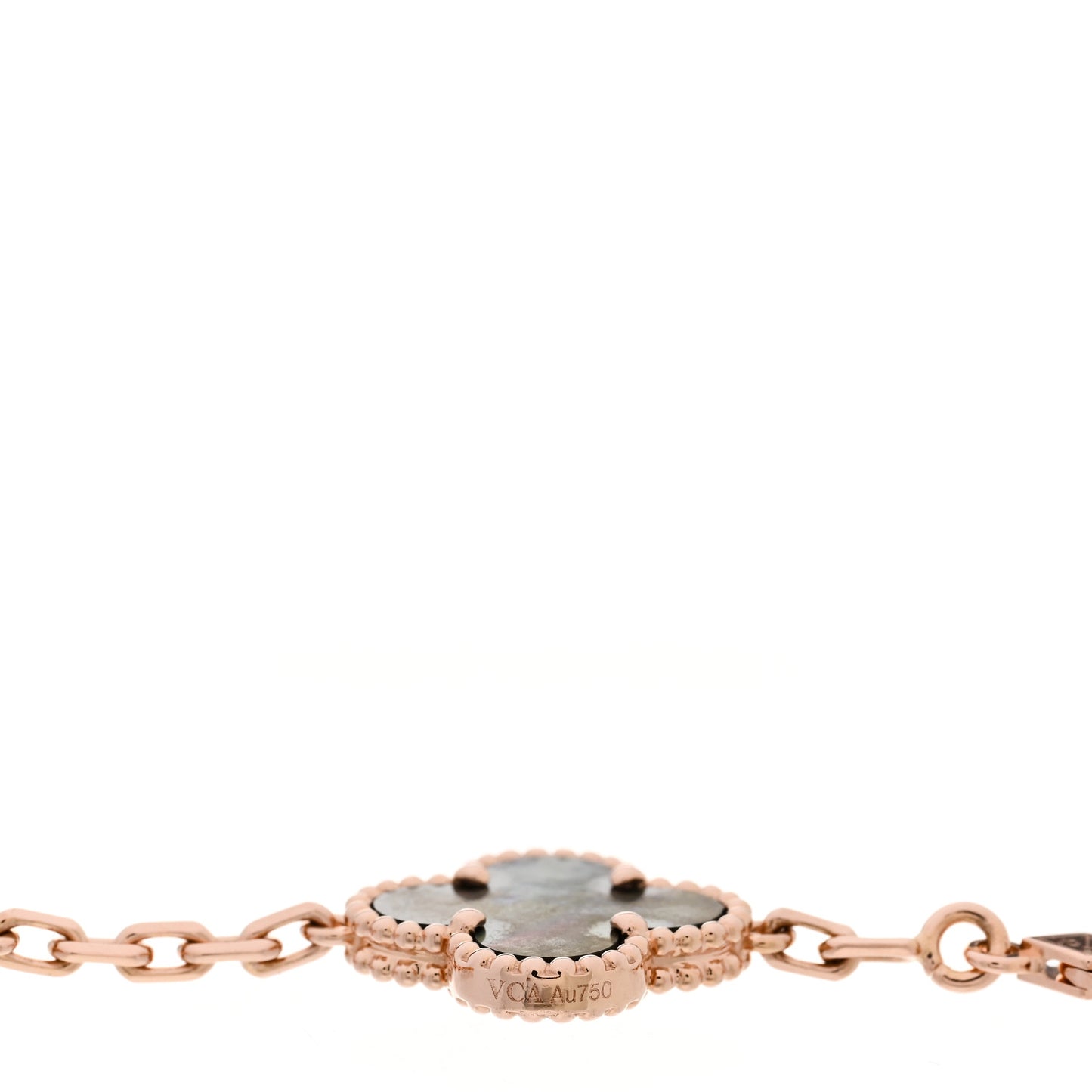18K Rose Gold Gray Mother of Pearl 5 Motifs Vintage Alhambra Bracelet