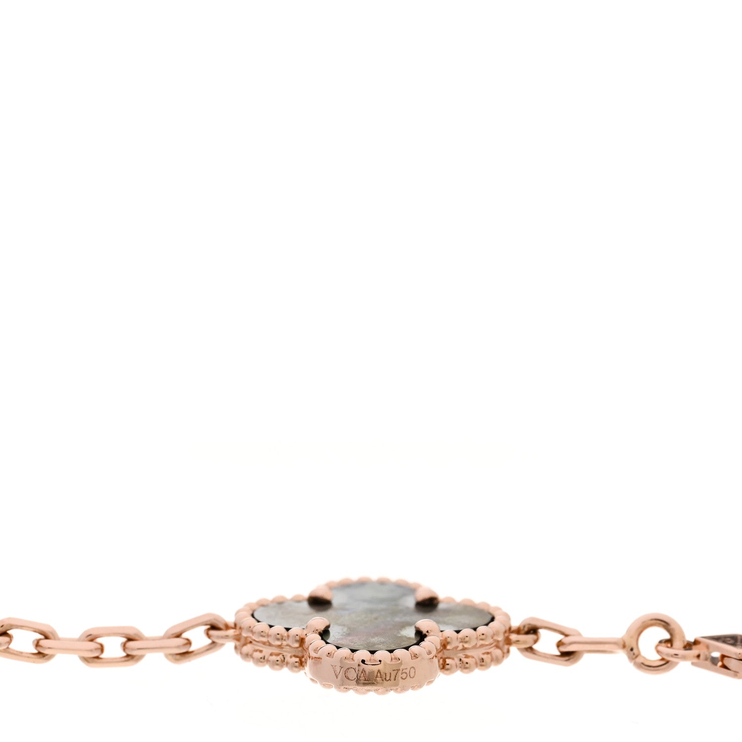 Van Cleef & Arpels 18K Rose Gold Gray Mother of Pearl 5 Motifs Vintage Alhambra Bracelet 3 of 5