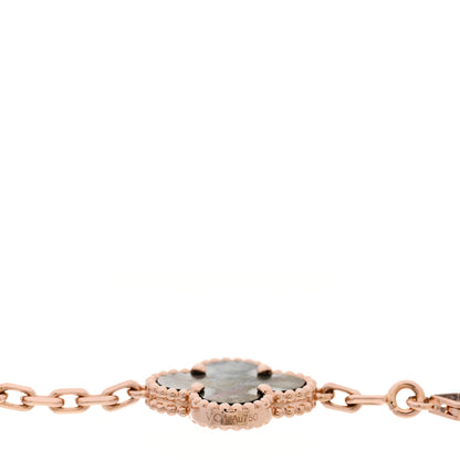 Van Cleef & Arpels 18K Rose Gold Gray Mother of Pearl 5 Motifs Vintage Alhambra Bracelet 3 of 5