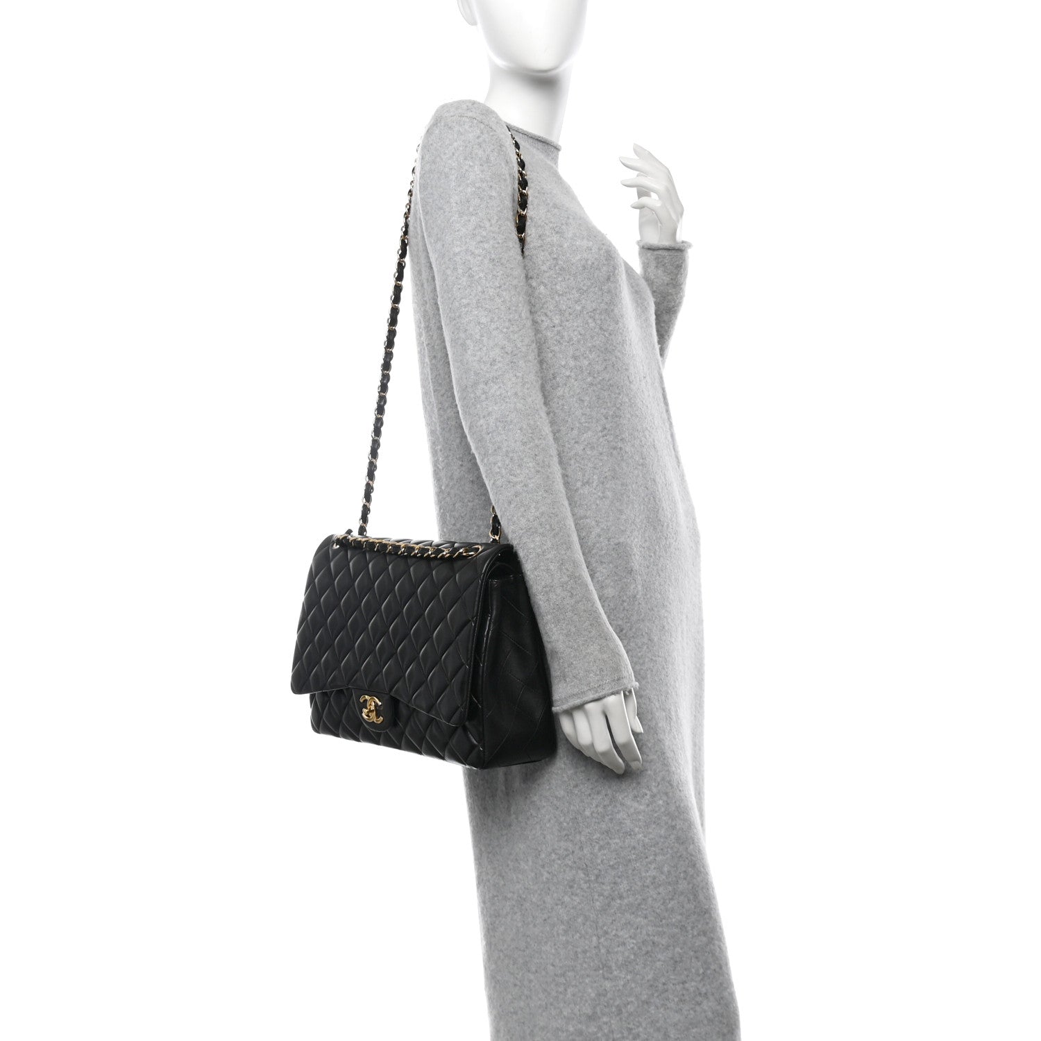 Chanel Lambskin Quilted Maxi Double Flap Black 2 of 11