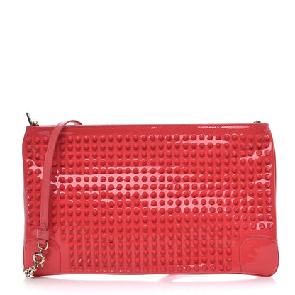 Christian Louboutin Calfskin Studded Loubiposh Chain Clutch Framboisine 1 of 7