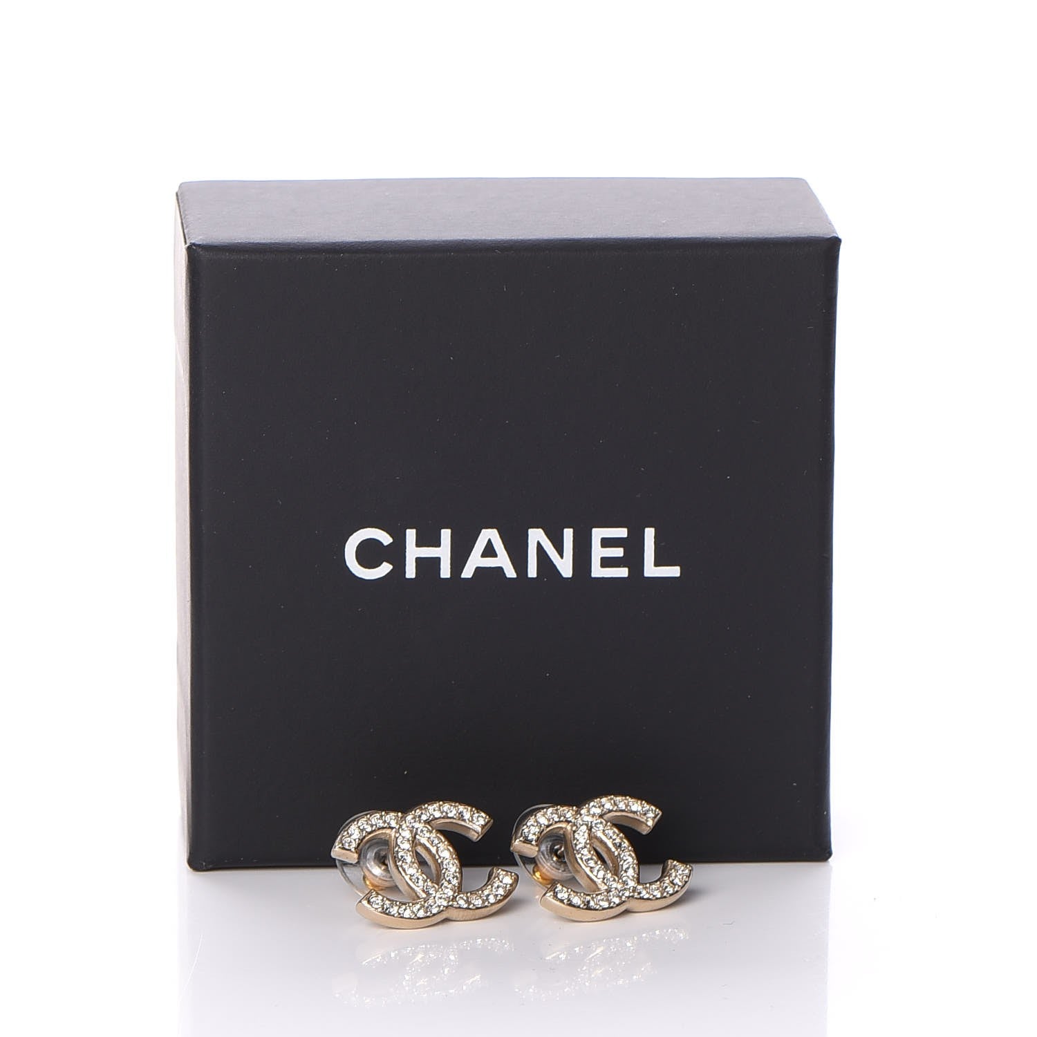 Chanel Crystal CC Earrings Gold 5 of 5