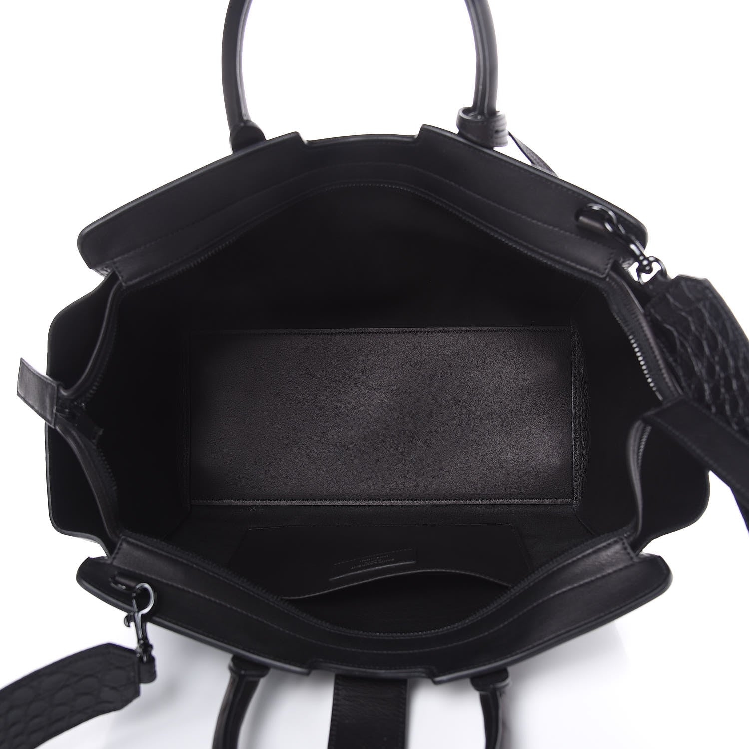 Saint Laurent Smooth Calfskin Crocodile Embossed Small Monogram Downtown Cabas Black 5 of 9