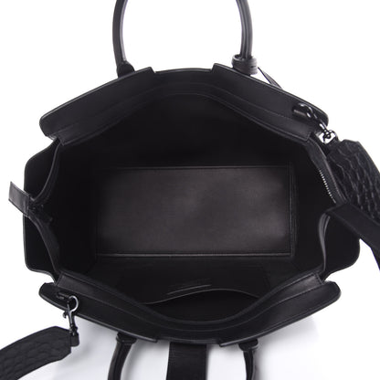 Saint Laurent Smooth Calfskin Crocodile Embossed Small Monogram Downtown Cabas Black 5 of 9
