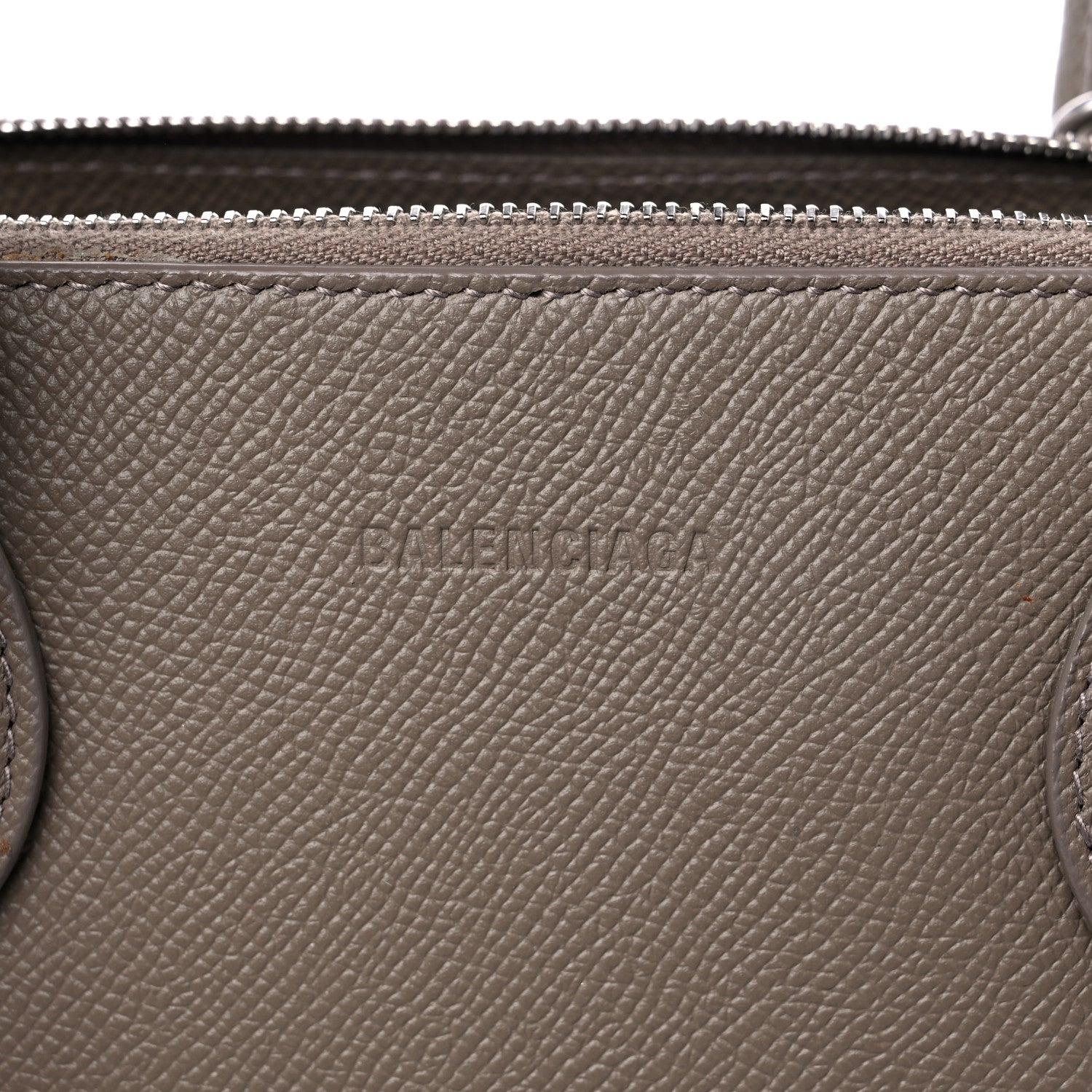 Balenciaga Signature Grained Calfskin Logo S Ville Top Handle Bag Mink Grey White 6 of 11