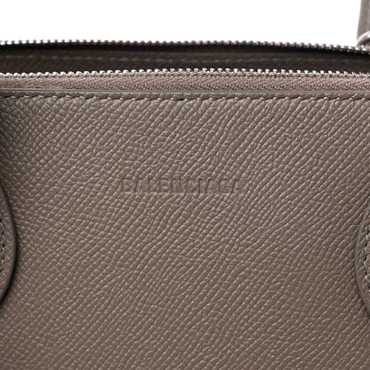 Balenciaga Signature Grained Calfskin Logo S Ville Top Handle Bag Mink Grey White 6 of 11