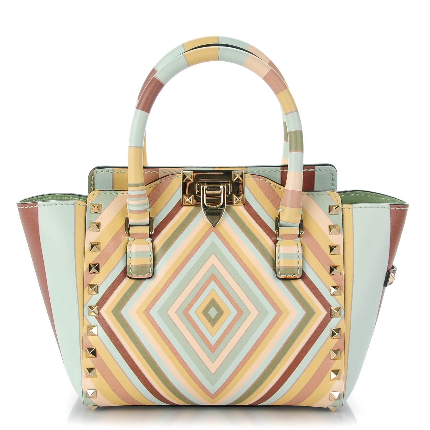 Valentino Garavani Vitello Native Couture 1975 Mini Rockstud Double Handle Tote Multicolor 1 of 7