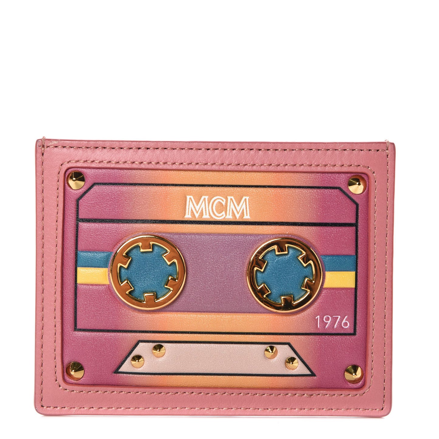 Calfskin Cassette Mini Card Case Velvet Pink